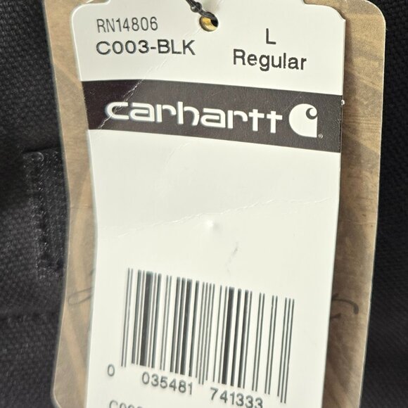 Carhartt Jacket Black Hood Canvas Quilt Lined - Picture 5 of 6